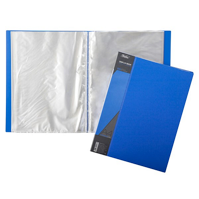 Папка пластиковая "Hatber", А4, 100 вкладышей, 800мкм, корешок 40мм, серия "Standard - Синяя"