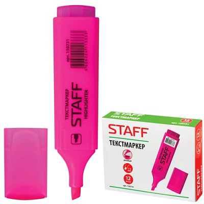 Текстовыделитель "Staff", 1-5мм, скошенный наконечник, водная основа, розовый