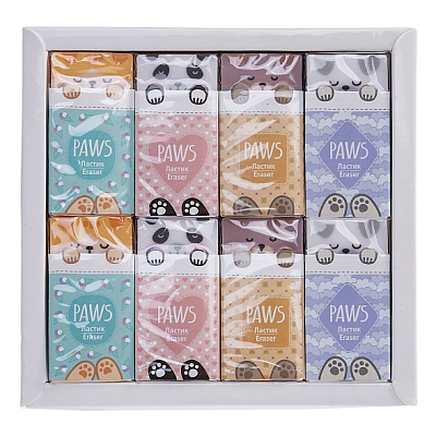 Ластик PVC "Hatber Paws", прямоугольный, цветной
