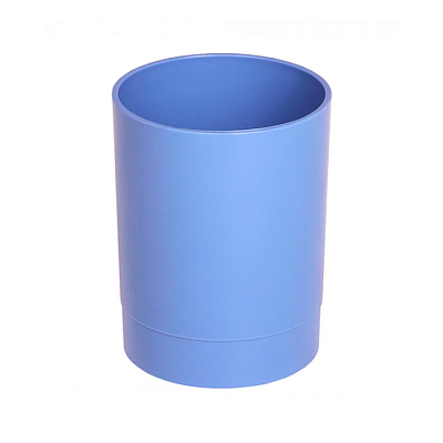 Стакан пластиковый для канцелярских принадлежностей "Стамм Офис", 90x70x70мм, круглый, голубой