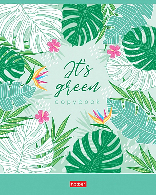 Тетрадь "Hatber", 48л, А5, клетка, тонированый зелёный блок, на скобе, серия "It's Green"