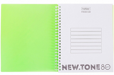 Тетрадь "Hatber Premium", 80л, А5, клетка, пластиковая обложка, на гребне, серия "NewTone Neon - Лайм"