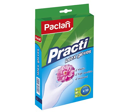Перчатки латексные "Paclan Practi", L - размер, белые, 10 шт. в упаковке