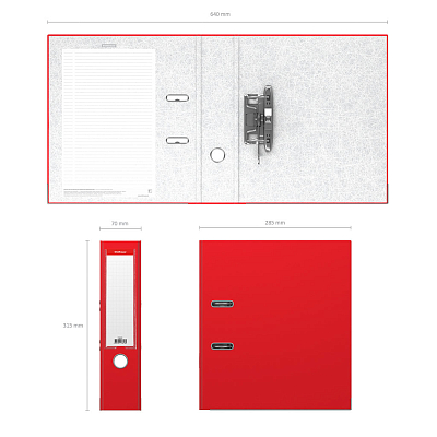 Папка–регистратор "Erich Krause Business", А4, 70мм, 450л, арочный механизм, бумвинил, нижняя металическая окантовка, красная