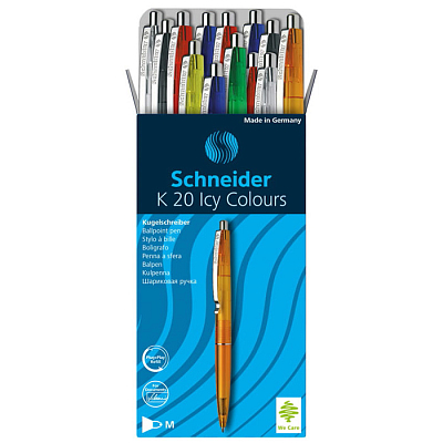 Ручка шариковая автоматическая "Schneider K20 Icy Colours", 1мм, синяя, цвет корпуса ассорти