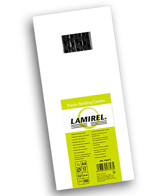 Пружины пластиковые для переплёта "Lamirel", 12мм, 56-80л, чёрные, 100шт в упаковке