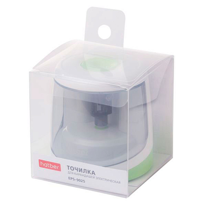 Точилка электрическая "Hatber EPS-9025", 1 отверстие, контейнер, автостоп, в пластиковом боксе