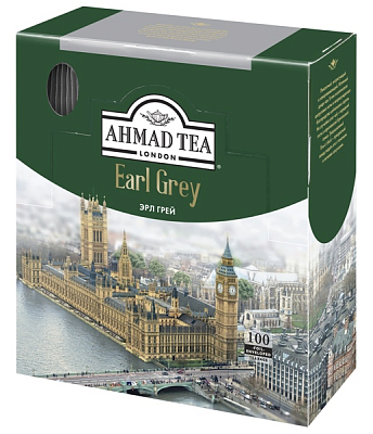 Чай чёрный "Ahmad", серия "Earl Grey", 100 пакетиков по 2гр