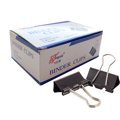 Зажимы для бумаг "Blinder Clips", 41мм, чёрные, 12шт в картонной упаковке
