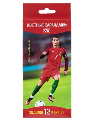 Карандаши "Hatber VK", 12 цветов, серия "Футбол", в картонной упаковке