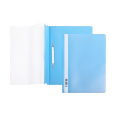 Папка-скоросшиватель пластиковая "Hatber", А4, 140/180мкм, прозрачный верх, голубая