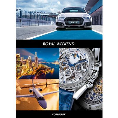 Бизнес-блокнот "BG" 80л А5 клетка "Royal weekend" (ассорти), твёрдый переплёт, ламинация, лак