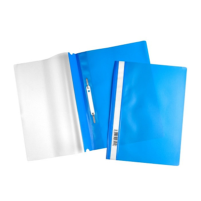 Папка-скоросшиватель пластиковая "Hatber", А4, 120/160мкм, прозрачный верх, синяя