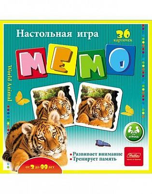 ИГРА Настольная МЕМО 36 карточек-В мире животных-