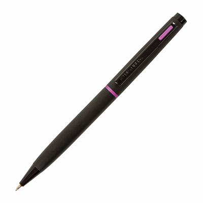 Ручка шариковая "Brauberg Tono", 1мм, синяя, металлический чёрный корпус, фиолетовые детали