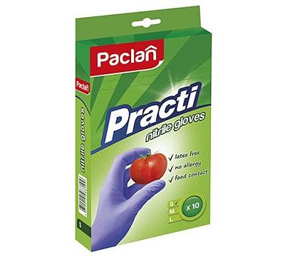 Перчатки нитриловые "Paclan Practi", S - размер, синие, 10 шт. в упаковке
