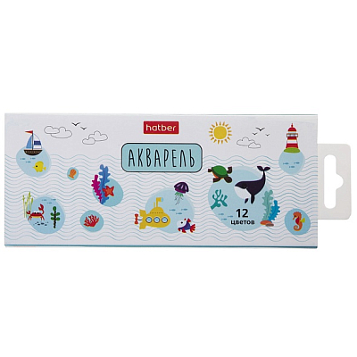 Акварель медовая "Hatber", 12 цветов, без кисти, серия "Deep Forest", пластиковый пенал, в картонной упаковке