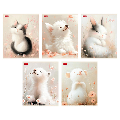 Тетрадь "Hatber", 48л, А5, клетка, ламинация "Soft-Tocuh", на скобе, серия "Flossy"