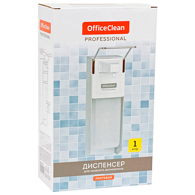Диспенсер алюминиевый для жидкого мыла "OfficeClean Professional", 1л, локтевой привод, наливной, белый
