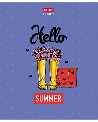 Тетрадь "Hatber", 80л, А5, клетка, ламинация, тиснение, на скобе, серия "Цветочные сапожки"