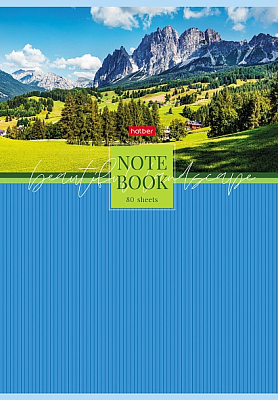 Тетрадь "Hatber", 80л, А4, клетка, ламинация, на скобе, серия "Живописные пейзажи"