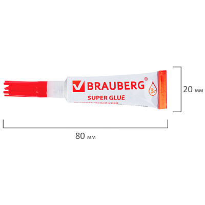 Клей моментальный универсальный "Brauberg", 3гр, в блистере