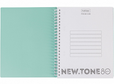 Тетрадь "Hatber Premium", 80л, А5, клетка, пластиковая обложка, на гребне, серия "NewTone Pastel - Мята"