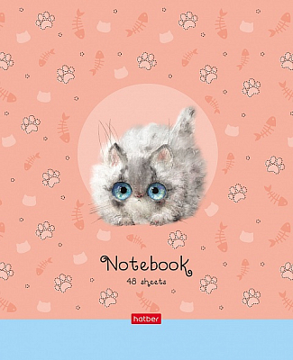 Тетрадь "Hatber", 48л, А5, клетка, на скобе, серия "Кошарики"