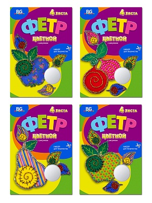 Набор цветного фетра "BG", 4л, А4, с рисунком, серия "Чудо-фрукты", в папке