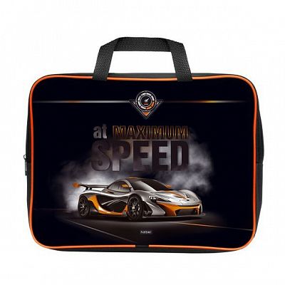 Сумка текстильная для тетрадей "Hatber", А4, ширина 7см, с ручками, серия "Super Car"