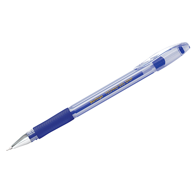 Ручка гелевая "Berlingo Techno-Gel Grip", 0,5мм, синяя, резиновый грип, прозрачный корпус