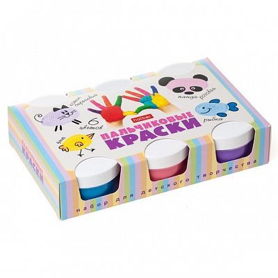 Краски пальчиковые "Hatber", 6 цветов, без кисти, серия "Для малышей", в картонной упаковке