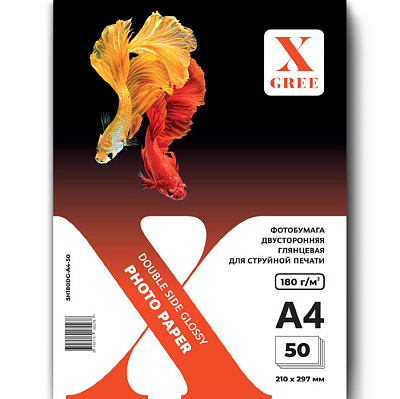 Фотобумага  X-Gree, Глянцевая Двухсторонняя А4, 180 гр/м2, 50 листов