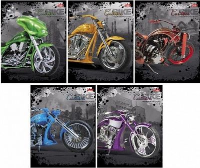 Тетрадь "Hatber", 48л, А5, клетка, металлизация, на скобе, серия "CustomBike"