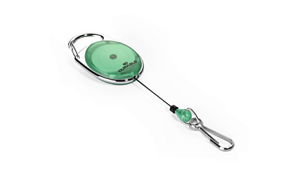 Рулетка для бейджа "Durable Style", вытяжной механизм до 80см, овальная, карабин, зелёная