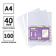 Файл-вкладыш "OfficeSpace", А4, 40мкм, 60л, перфорация, глянцевая поверхность, 100 штук в пакете