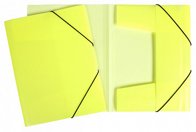 Папка пластиковая "Hatber HD", А4, 500мкм, с клапанами, на резинке, серия "Diamond Neon - Жёлтая"