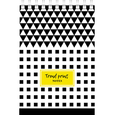 Блокнот "BG", 40л, А6, клетка, на гребне, серия "Trend Print"