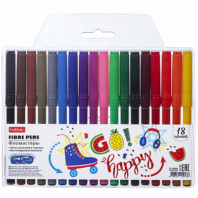 Фломастеры "Hatber", 18 цветов, серия "Color Tour", в блистере
