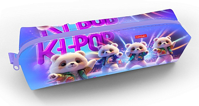 Пенал "Hatber", 210х50х60мм, мягкий, на молнии, серия "K-Pop мишки"