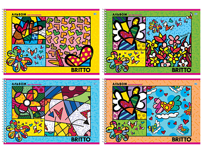 Альбом для рисования "BG", 32л, А4, на спирали, серия "Romero Britto"