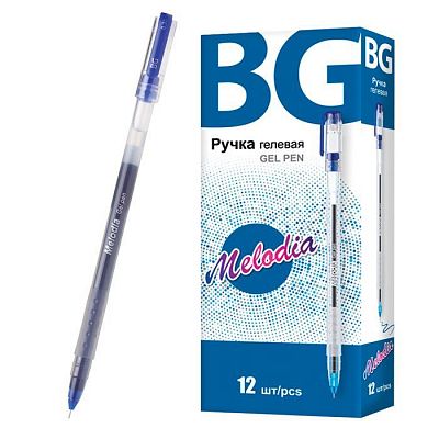 Ручка гелевая "BG Melodia", 0,38мм, синяя, прозрачный корпус