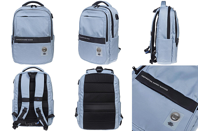 Рюкзак "Hatber", 43х31,5х14,5см, полиэстер, 2 отделения, 4 кармана, USB-выход, нагрудная стяжка, серия "Pro - Blue Rain"