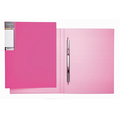 Папка пластиковая "Hatber HD", А4, 700мкм, корешок 17мм, пружинный скоросшиватель, серия "Diamond Neon - Розовая"