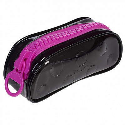 Пенал "Hatber", 205х80х70мм, на молнии, серия "Zipper - Black&Pink"
