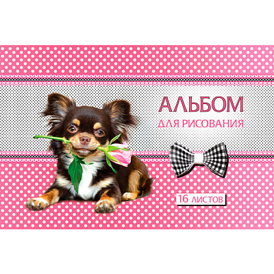 Альбом для рисования "Hatber VK", 16л, А4, на скобе, серия "Щенки"