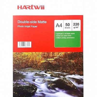 Фотобумага HARTWII, матовая двухсторонняя А4, 220 гр/м2, 50 листов