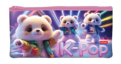 Пенал "Hatber", 205х110мм, мягкий, на молнии, серия "K-Pop мишки"