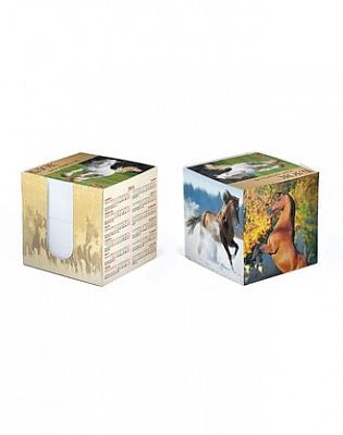 Блок бумаги для заметок "Hatber", 9*9*9см, белый, серия "Лошади", в картонном боксе