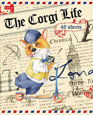 Тетрадь "Hatber", 48л, А5, клетка, на скобе, серия "Корги-Life"